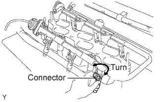 Engine unit 1GR-FE Installation. Place the fuel delivery pipe together with the 6 fuel injectors on the intake manifold.