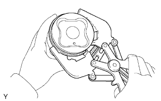 Cylinder block 1GR-FE Disassembly. Using a piston ring expander, remove the 2 compression rings.