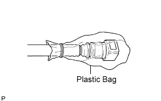 >To protect the disconnected pipe and connector from damage and contamination, cover it with a plastic bag. Engine assembly 1GR-FE Removal