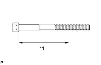 3UR-FE Engine unit - Inspection. Using a vernier caliper, measure the diameter of the elongated thread at the measuring point.