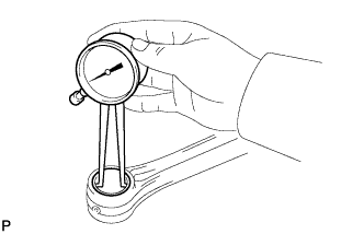 Engine unit 1GR-FE Inspection. Using a caliper gauge, measure the inside diameter of the connecting rod bush.
