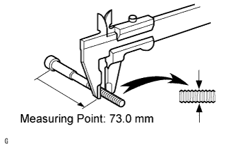 Engine unit 1GR-FE Inspection. Using a vernier caliper, measure the outside thread diameter of the bolt.