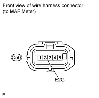 Diagnostic trouble code P0102 P0103 3UR-FE Land Cruiser Disconnect the C50 MAF meter connector.