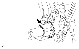 Engine unit 1GR-FE Disassembly. Remove the crankshaft timing sprocket.