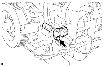Engine unit 1GR-FE Disassembly. Remove the bolt and crankshaft position sensor.