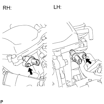 Engine unit 1GR-FE Disassembly. Remove the 2 bolts and 2 VVT sensors from the cylinder head LH and RH.