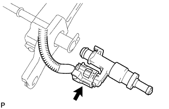 3UR-FE Engine unit - Installation. Connect the injector connector.