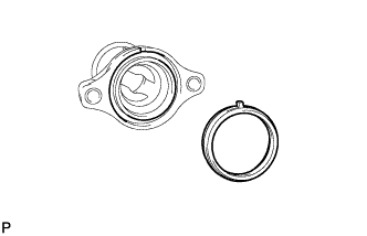 3UR-FE Engine unit - Reassembly. Align the protrusion of a new gasket with the cutout of the oil filler cap housing, and install the gasket to the housing.