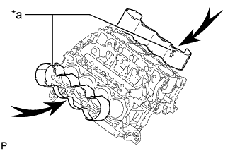 3UR-FE Engine unit - Reassembly. Install the 2 water jacket spacers as shown in the illustration.