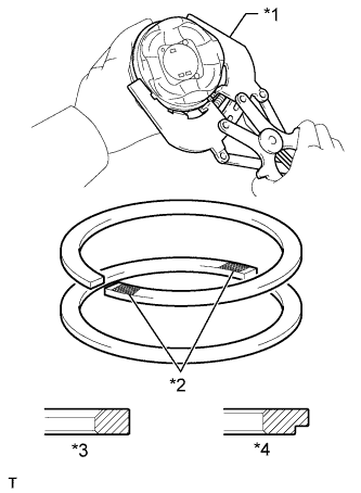 3UR-FE Cylinder block - Reassembly. Using a piston ring expander, install the 2 compression rings so that the paint marks are positioned as shown in the illustration.
