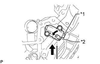 Land Cruiser. 3UR-FE Camshaft - Removal. Move the stopper plate counterclockwise to set the lock, and insert a hexagon wrench into the stopper plate hole.