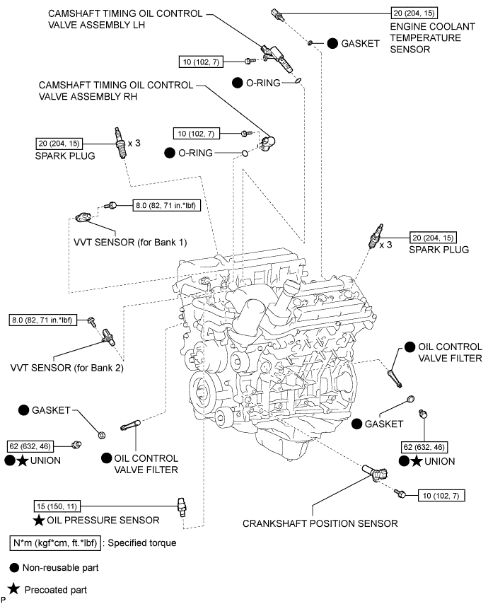 Engine unit 1GR-FE Components. Page 4