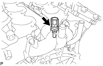 Engine unit 1GR-FE Disassembly. Remove the engine coolant temperature sensor and gasket.
