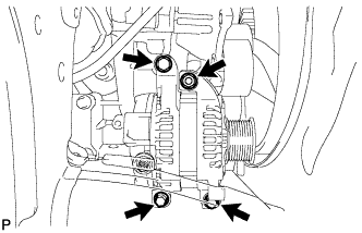 3UR-FE Engine assembly - Removal. Remove the bolt and wire harness bracket from the generator.