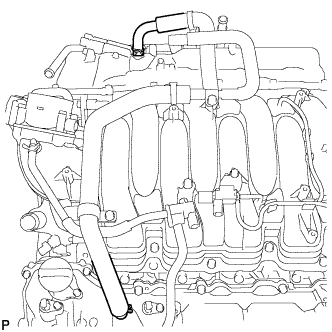 3UR-FE Engine unit - Removal. Disconnect the ventilation hose from the ventilation pipe of the cylinder head cover LH and RH.