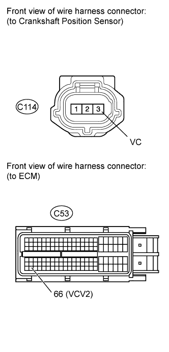 Diagnostic trouble code P0335 P0337 P0338 P0339 3UR-FE Land Cruiser Disconnect the C114 crankshaft position sensor connector.