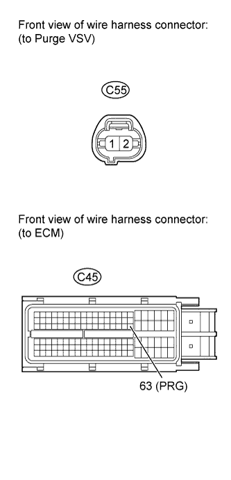 Diagnostic trouble code P0443 3UR-FE Land Cruiser Disconnect the purge VSV connector.