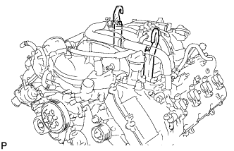 3UR-FE Engine assembly - Removal. Install 2 engine hangers with 2 bolts as shown in the illustration.