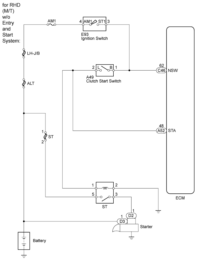 Wiring diagram for RHD MT DTC P0617 Land Cruiser 1GR-FE