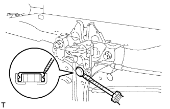 3UR-FE Engine assembly - Installation. Using a screwdriver, remove the hood lock nut cap as shown in the illustration.