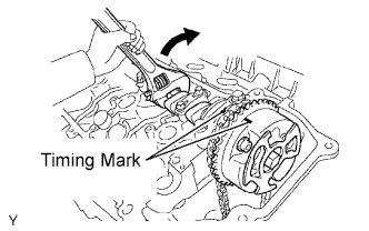 1GR-FE Valve clearance - Adjustment. Rotate the No. 1 camshaft clockwise using the hexagonal portion of the No. 1 camshaft so that the timing mark of the camshaft timing gear is aligned with the timing mark of the camshaft bearing cap.