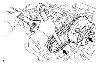 Hold the hexagonal portion of the camshaft with a wrench, and tighten the 2 bolts. Cylinder head gasket 1GR-FE Installation