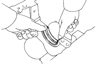 Engine unit 1GR-FE Inspection. Align the bearing claw with the claw groove of the cylinder block, and push in the 4 upper bearings.