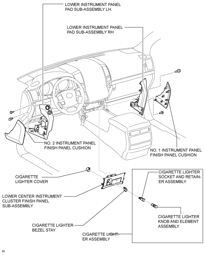Cigarette Lighter - Components. POWER OUTLETS INT. Land Cruiser URJ200  URJ202 GRJ200 VDJ200