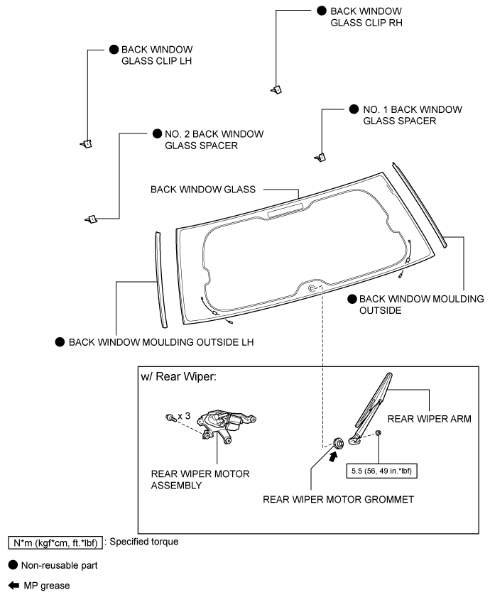 Back Window Glass - Components. WINDOW / GLASS. Land Cruiser URJ200  URJ202 GRJ200 VDJ200