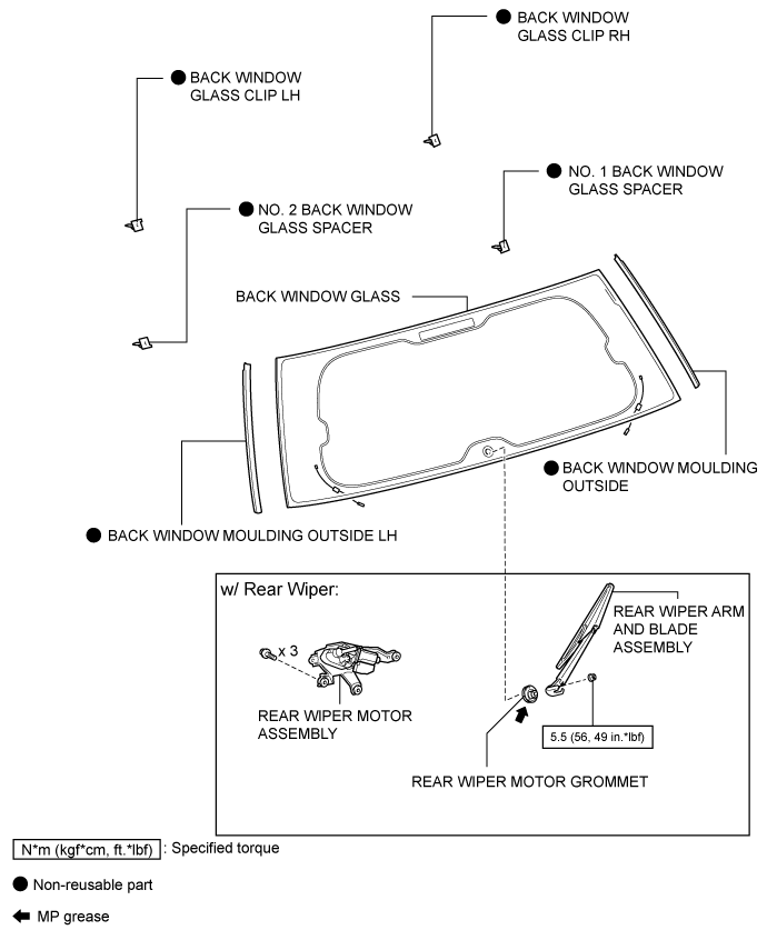 Land Cruiser. Urj200, 202 Grj200 Vdj200.Window Glass.Power Window Control System (For Models With Jam Protection Function On 4 Windows).Back Window Glass  Components
