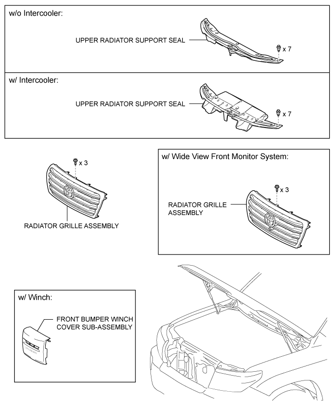 Radiator Grille - Components. EXTERIOR PANELS / TRIM. Land Cruiser URJ200  URJ202 GRJ200 VDJ200