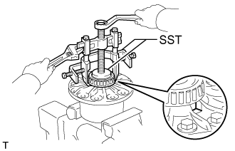 Rear Differential Carrier Assembly (W/ Differential Lock) - Disassembly. AXLE AND DIFFERENTIAL. Land Cruiser URJ200  URJ202 GRJ200 VDJ200