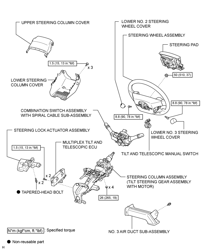 Land Cruiser. Urj200, 202 Grj200 Vdj200.Steering Column.Power Tilt And Power Telescopic Steering Column System.Steering Column Assembly (For Power Tilt And Power Telescopic Steering Column) Components