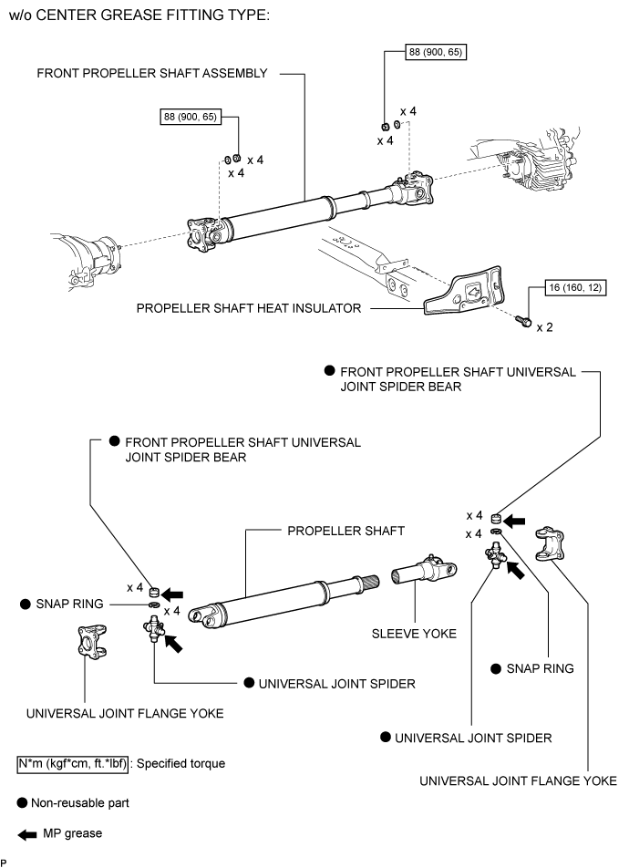 Front Propeller Shaft Assembly - Components. DRIVE SHAFT / PROPELLER SHAFT. Land Cruiser URJ200  URJ202 GRJ200 VDJ200