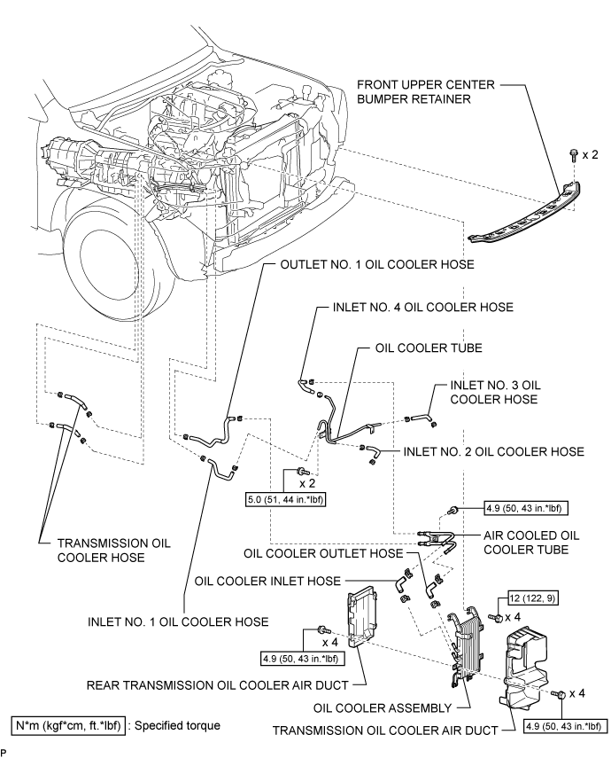 Land Cruiser. Urj200, 202 Grj200 Vdj200.A750F Automatic Transmission Transaxle.Automatic Transmission System (For 1Gr-Fe).Oil Cooler  Components