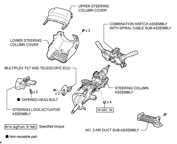 Land Cruiser. Urj200, 202 Grj200 Vdj200.Steering Column.Power Tilt And Power Telescopic Steering Column System.Steering Column Assembly (For Power Tilt And Power Telescopic Steering Column) Components