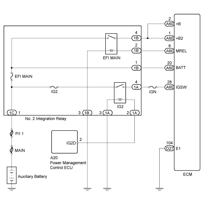 Lexus ECM Power Source Circuit Description