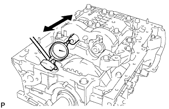 2ad-fhv Блок двигателя, проверьте осевой зазор узла балансира двигателя