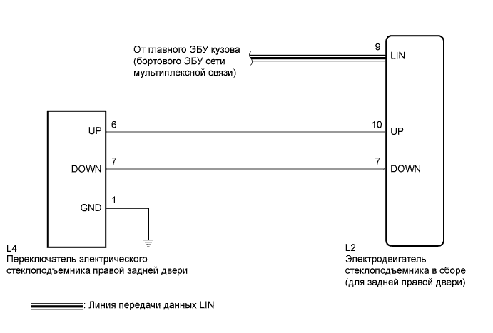 Camry ASV50 GSV50 ACV51.Окна Стекла.Система Управления Электрическими Стеклоподъемниками.Система управления электрическими стеклоподъемниками  невозможно управлять электрическим стеклоподъемником правой задней двери с помощью переключателя электрического стеклоподъемника правой задней двери