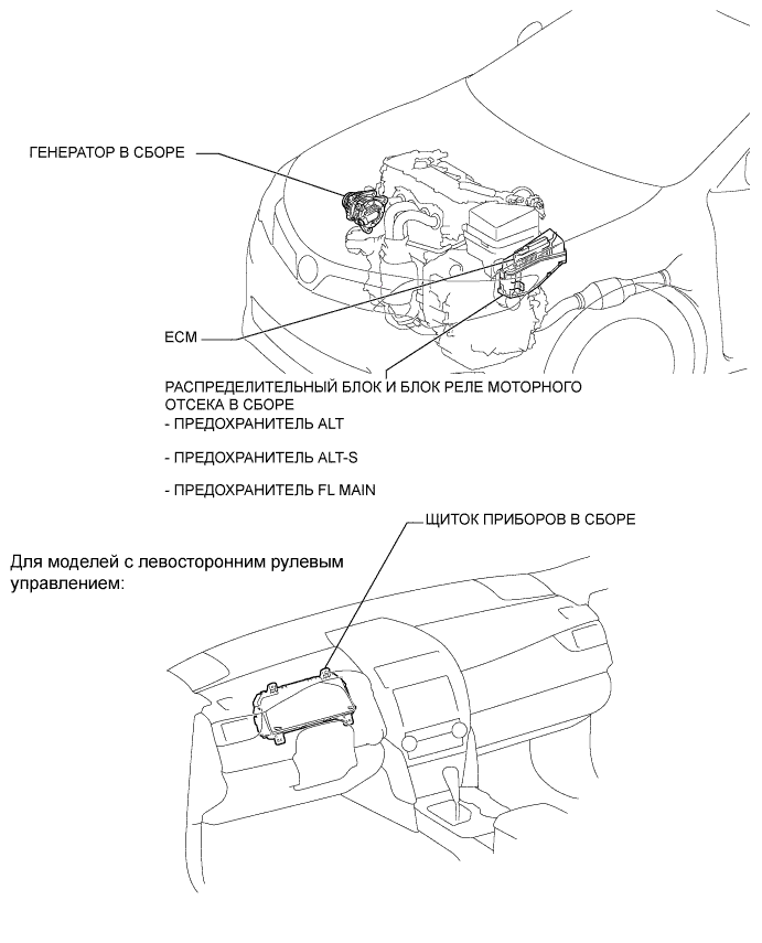 Camry ASV50 GSV50 ACV51.Аккумуляторная Батарея Система Зарядки Двигателя 2Ar-Fe.Система Зарядки Аккумуляторной Батареи.Система зарядки аккумуляторной батареи расположение деталей