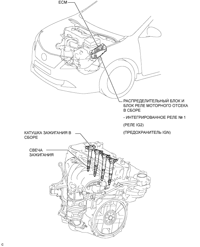 Camry ASV50 GSV50 ACV51.Система Управления Двигателем 2Ar-Fe.Система Sfi.Система зажигания  расположение деталей