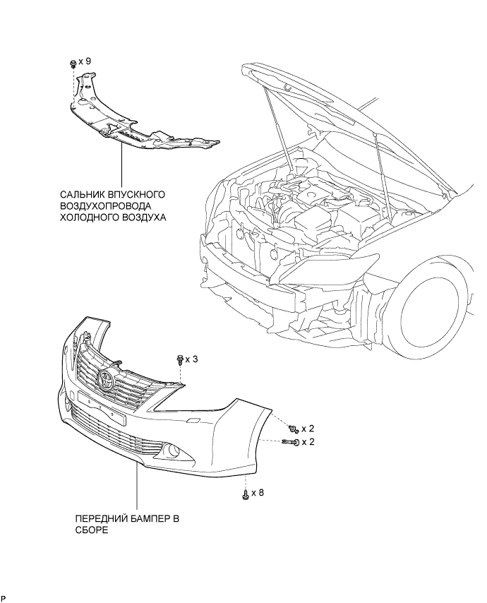 Camry ASV50 GSV50 ACV51.Наружные Панели Наружная Отделка.Передний Бампер.Передний бампер  узлы и детали