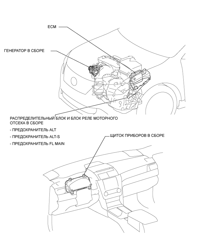 Camry ASV50 GSV50 ACV51.Аккумуляторная Батарея Система Зарядки Двигателя 1Az-Fe.Система Зарядки Аккумуляторной Батареи.Система зарядки аккумуляторной батареи расположение деталей