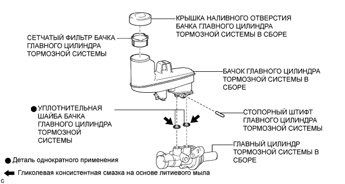 Camry ASV50 GSV50 ACV51.Тормозная Система (Другая).Тормозная Система.Главный цилиндр тормозной системы (для моделей с левосторонним рулевым управлением) узлы и детали