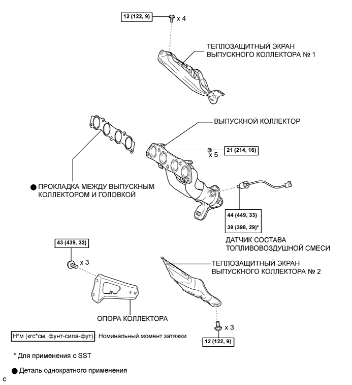 COROLLA, AURIS. ZZE150 ZRE151,152 NDE150.Система Выпуска 1Zr-Fe.Система Выпуска Отработавших Газов.Выпускной Коллектор  Узлы И Детали