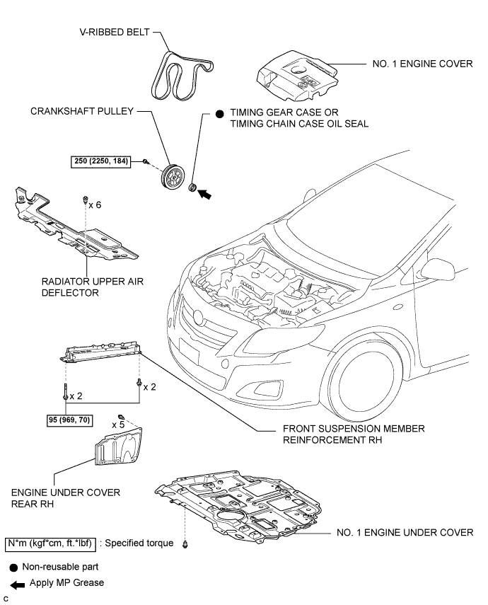 COROLLA, AURIS. ZZE150 ZRE151,152 NDE150.Механическая Часть Двигателя 1Ad-Ftv.Двигатель.Передний Сальник Коленчатого Вала  Узлы И Детали