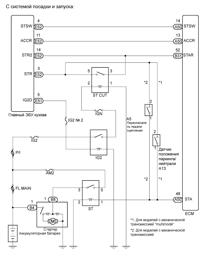 COROLLA, AURIS. ZZE150 ZRE151,152 NDE150.Система Управления Двигателем 1Zr-Fe.Система Sfi.Система Sfi  Цепь Функции Полуавтоматического Запуска Двигателя