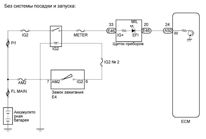 COROLLA, AURIS. ZZE150 ZRE151,152 NDE150.Система Управления Двигателем 1Zr-Fe.Система Sfi.Система Sfi  Цепь Контрольной Лампы Неисправности Mil
