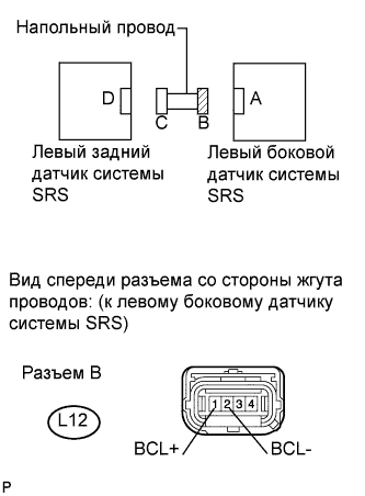 COROLLA, AURIS. ZZE150 ZRE151,152 NDE150.Дополнительная Система (Пассивной) Безопасности.Система Подушек Безопасности.
Dtc
  B1635/24  Неисправность Цепи Левого Заднего Датчика Системы Srs