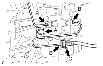 COROLLA, AURIS. ZZE150 ZRE151,152 NDE150.Сцепление.Система Сцепления (Для C50, C66).Гидроаккумулятор Привода Сцепления (Для Ea60, Ea61)  Снятие